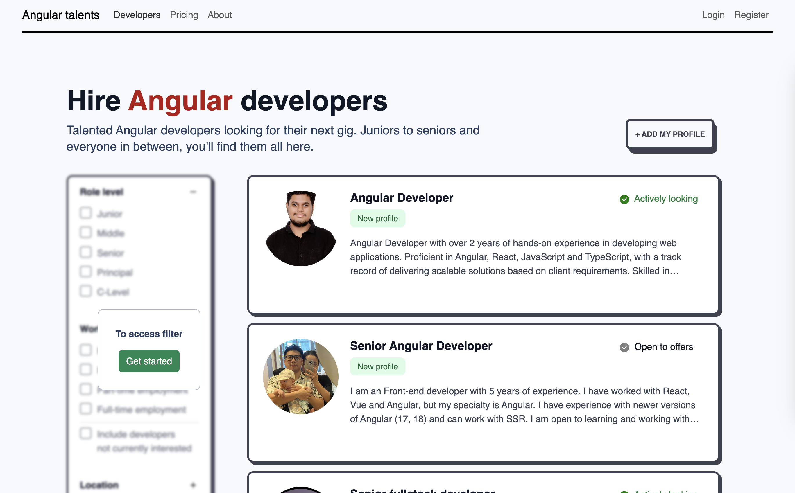 image of angular talents website